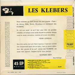 [Pochette de Entre nous, il est fou (Les KLBERS) - verso]