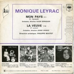 [Pochette de Mon pays (Monique LEYRAC) - verso]