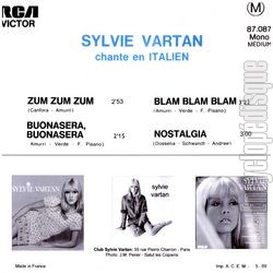 [Pochette de Buonasera buonasera (Sylvie VARTAN) - verso]