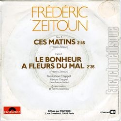 [Pochette de Ces matins (Frdric ZEITOUN) - verso]