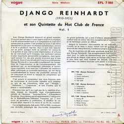 [Pochette de Nuages - Vol.1 (Django REINHARDT) - verso]