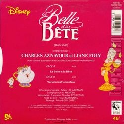 [Pochette de La belle et la bte (Charles AZNAVOUR et Liane FOLY) - verso]