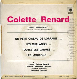 [Pochette de Colette Renard chante Jehanne Vrit (Colette RENARD) - verso]