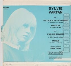 [Pochette de Ballade pour un sourire (Sylvie VARTAN) - verso]