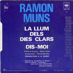 [Pochette de La llum dels dies clairs (Ramon MUNS) - verso]