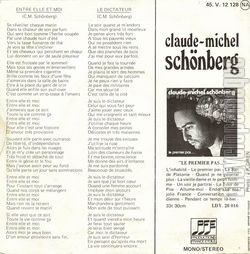 [Pochette de Entre elle et moi (Claude-Michel SCHNBERG) - verso]