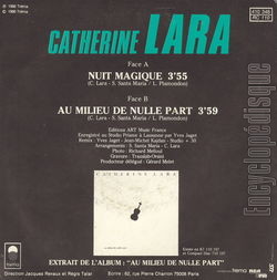 [Pochette de Nuit magique (Catherine LARA) - verso]