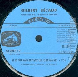 [Pochette de Si je pouvais revivre un jour ma vie (Gilbert BCAUD)]