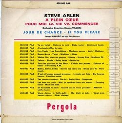 [Pochette de  plein cœur (Steve ARLEN) - verso]