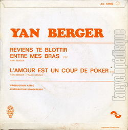 [Pochette de Reviens te blottir entre mes bras (Yan BERGER) - verso]