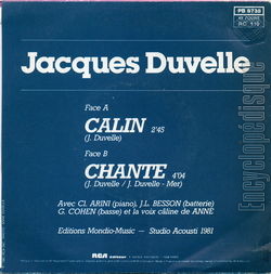 [Pochette de Calin (Jacques DUVELLE) - verso]