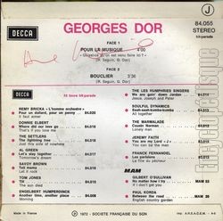 [Pochette de Pour la musique (Qu’est-ce que je suis venu faire ici) (Georges DOR) - verso]