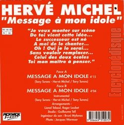 [Pochette de Message  mon idole (Herv MICHEL) - verso]