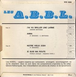 [Pochette de J’ai vu briller une larme (Les A.B.B.L.) - verso]