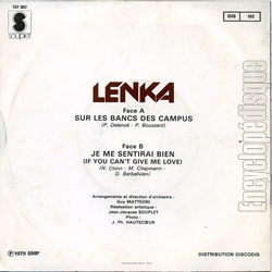 [Pochette de Sur les bancs des campus (LENKA) - verso]