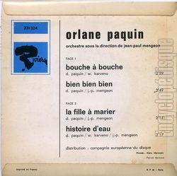 [Pochette de Bouche  bouche (Orlane PAQUIN) - verso]