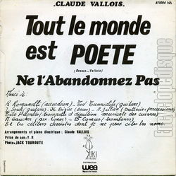 [Pochette de Tout le monde est pote (Claude VALLOIS) - verso]