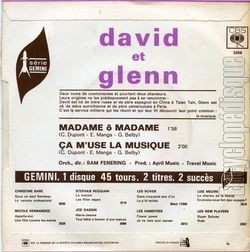 [Pochette de Madame  madame (DAVID et GLENN) - verso]