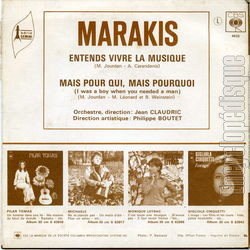 [Pochette de Entends vivre la musique (Kouky MARAKIS) - verso]