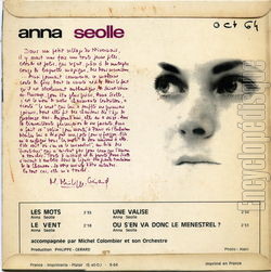 [Pochette de Les mots (Anna SOLLE) - verso]