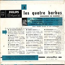 [Pochette de Chansons de marins - 2me srie (Les QUATRE BARBUS) - verso]