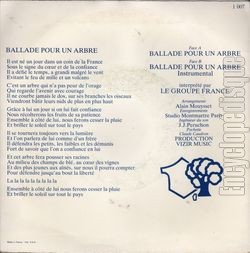 [Pochette de Ballade pour un arbre (Le Groupe FRANCE) - verso]