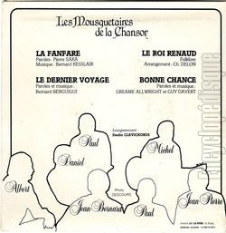 [Pochette de La fanfare (Les MOUSQUETAIRES DE LA CHANSON) - verso]