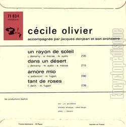 [Pochette de Un rayon de soleil (Ccile OLIVIER) - verso]