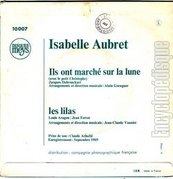 [Pochette de Ils ont march sur la lune (Isabelle AUBRET) - verso]