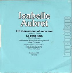 [Pochette de Oh mon amour, oh mon ami (Isabelle AUBRET) - verso]