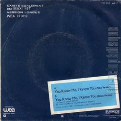 [Pochette de You know me, I know you (Dan PERLMAN) - verso]