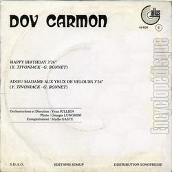 [Pochette de Happy birthday (Dov CARMON) - verso]