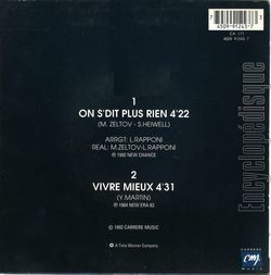 [Pochette de On s’dit plus rien (SHEILA) - verso]