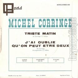 [Pochette de J’ai oubli qu’on peut tre deux (Michel CORRINGE) - verso]