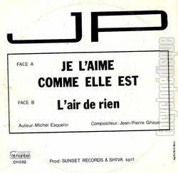 [Pochette de Je l’aime comme elle est (JP) - verso]