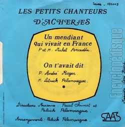 [Pochette de Un mendiant qui vivait en France (Les PETITS CHANTEURS D’ACHERES) - verso]