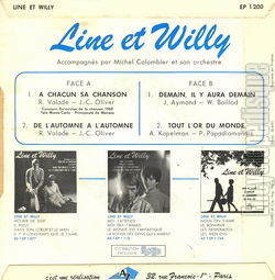 [Pochette de  chacun sa chanson (LINE ET WILLY) - verso]