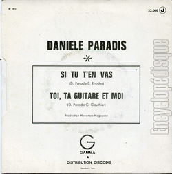 [Pochette de Si tu t’en vas (Danile PARADIS) - verso]