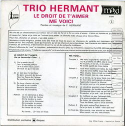 [Pochette de Le droit de t’aimer (TRIO HERMANT) - verso]