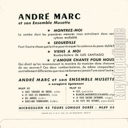 [Pochette de Viens  moi (Andr MARC) - verso]