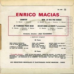 [Pochette de Chanter (Enrico MACIAS) - verso]