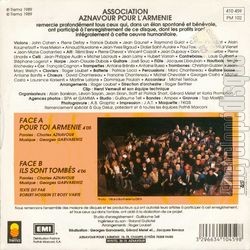 [Pochette de Pour toi Armnie (AZNAVOUR POUR L’ARMNIE) - verso]