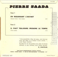 [Pochette de En regardant l’enfant (Pierre SAADA) - verso]