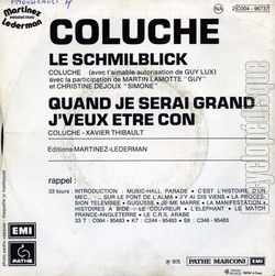 [Pochette de Le schmilblick (COLUCHE) - verso]