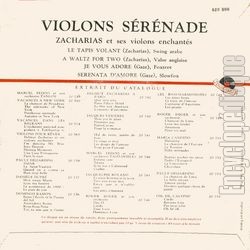 [Pochette de Violons srnade (Helmut ZACHARIAS) - verso]