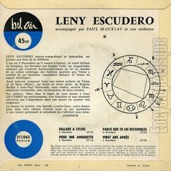 [Pochette de Ballade  Sylvie (Leny ESCUDERO) - verso]