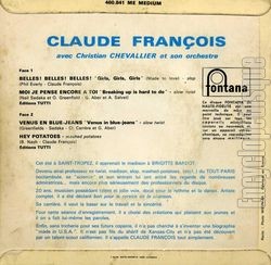 [Pochette de Belles ! Belles ! Belles ! (Claude FRANOIS) - verso]