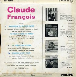 [Pochette de Amoureux du monde entier (Claude FRANOIS) - verso]