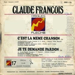 [Pochette de C’est la mme chanson (Claude FRANOIS) - verso]