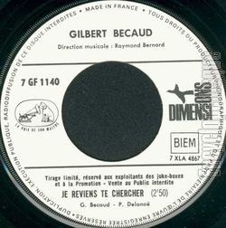 [Pochette de Je reviens te chercher (Gilbert BCAUD)]